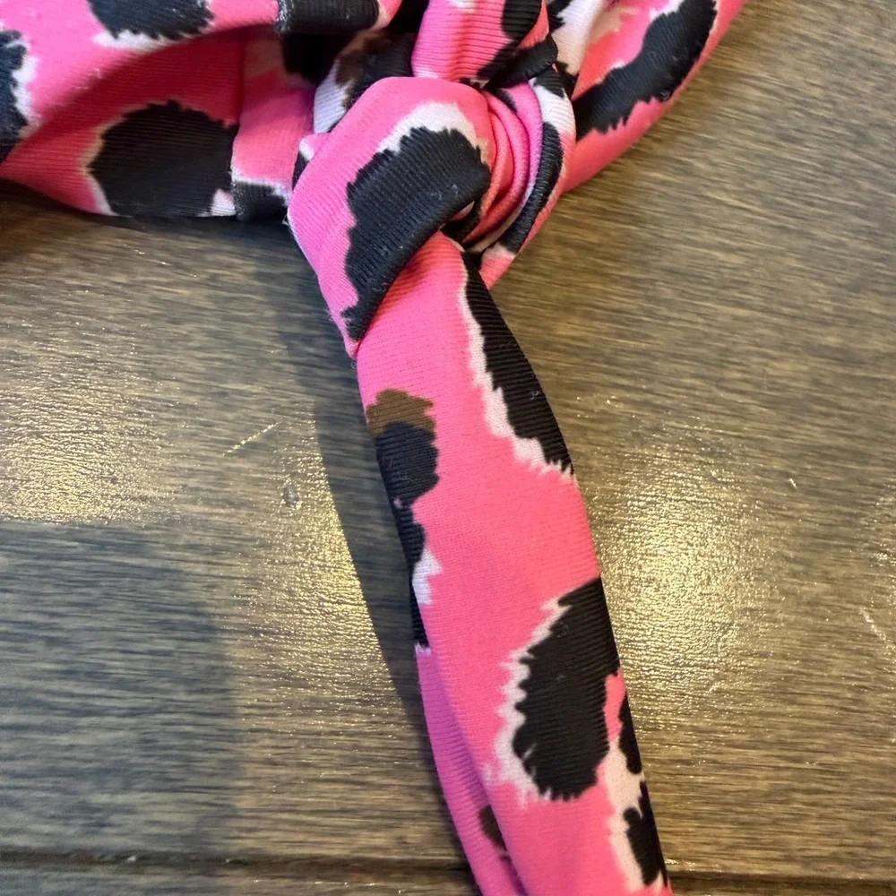 Designer Pink & Turquoise Heart Leopard Cutout Swimsuit